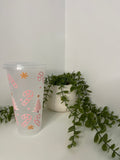 Pink candy canes cold cup 24oz