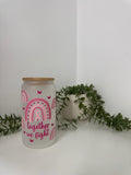 Breast cancer beer can glass