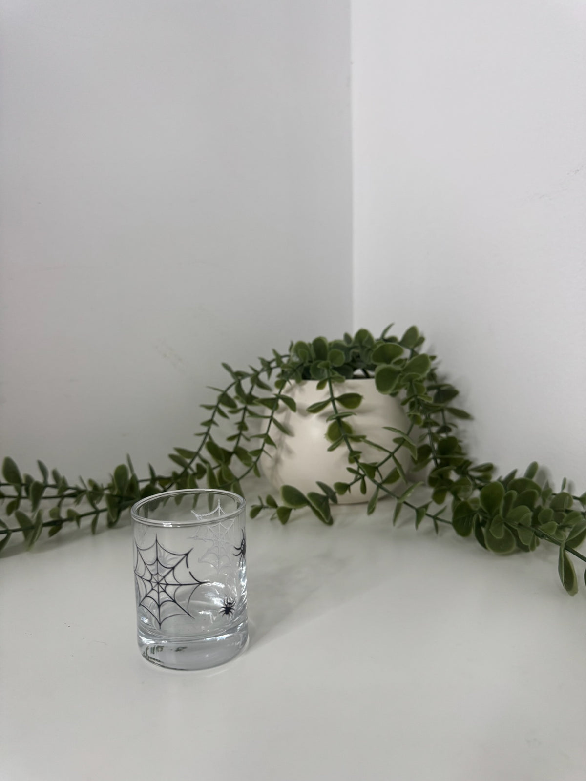 Spider webs shot glass
