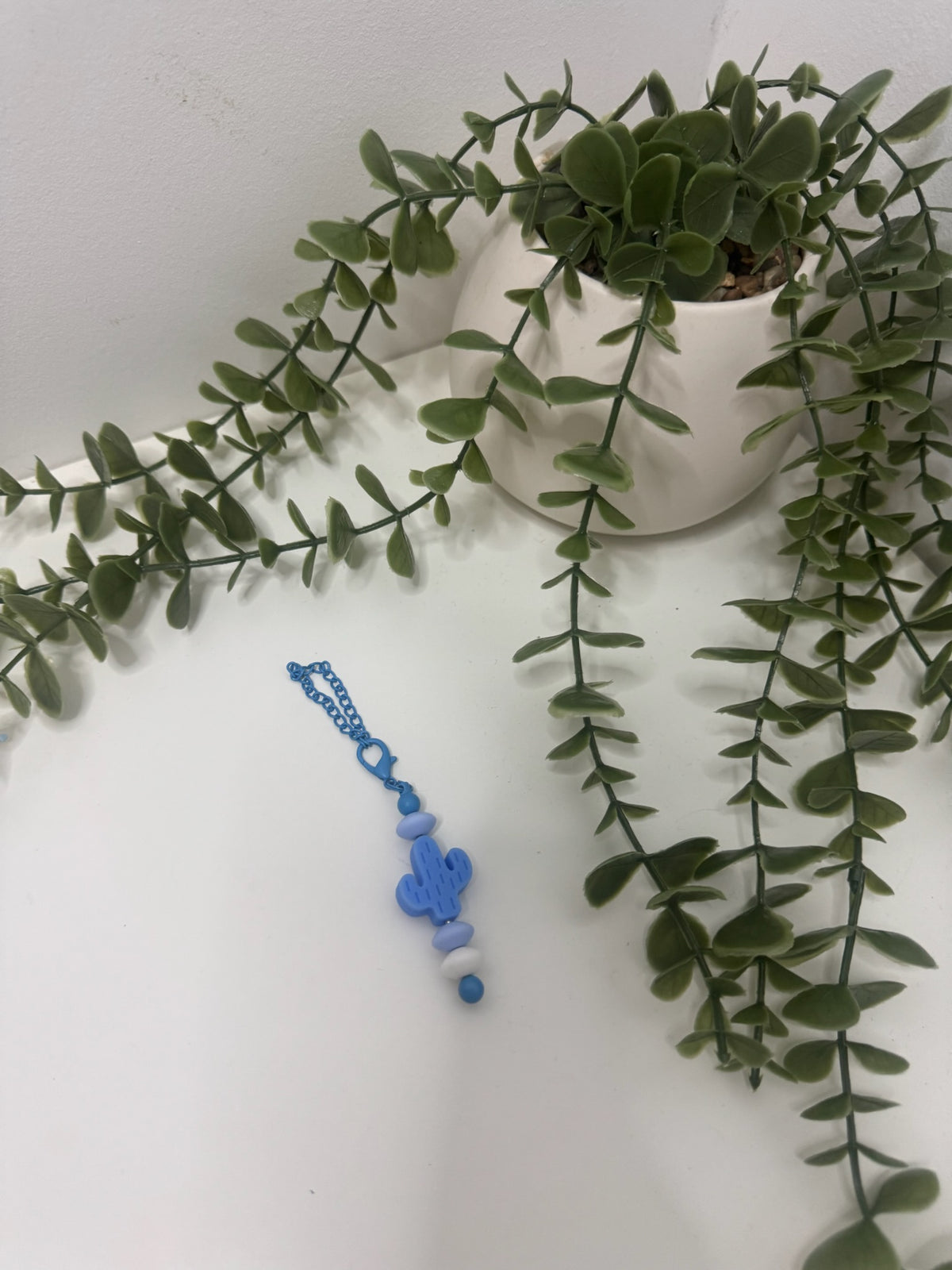 Blue cactus beaded cup charm