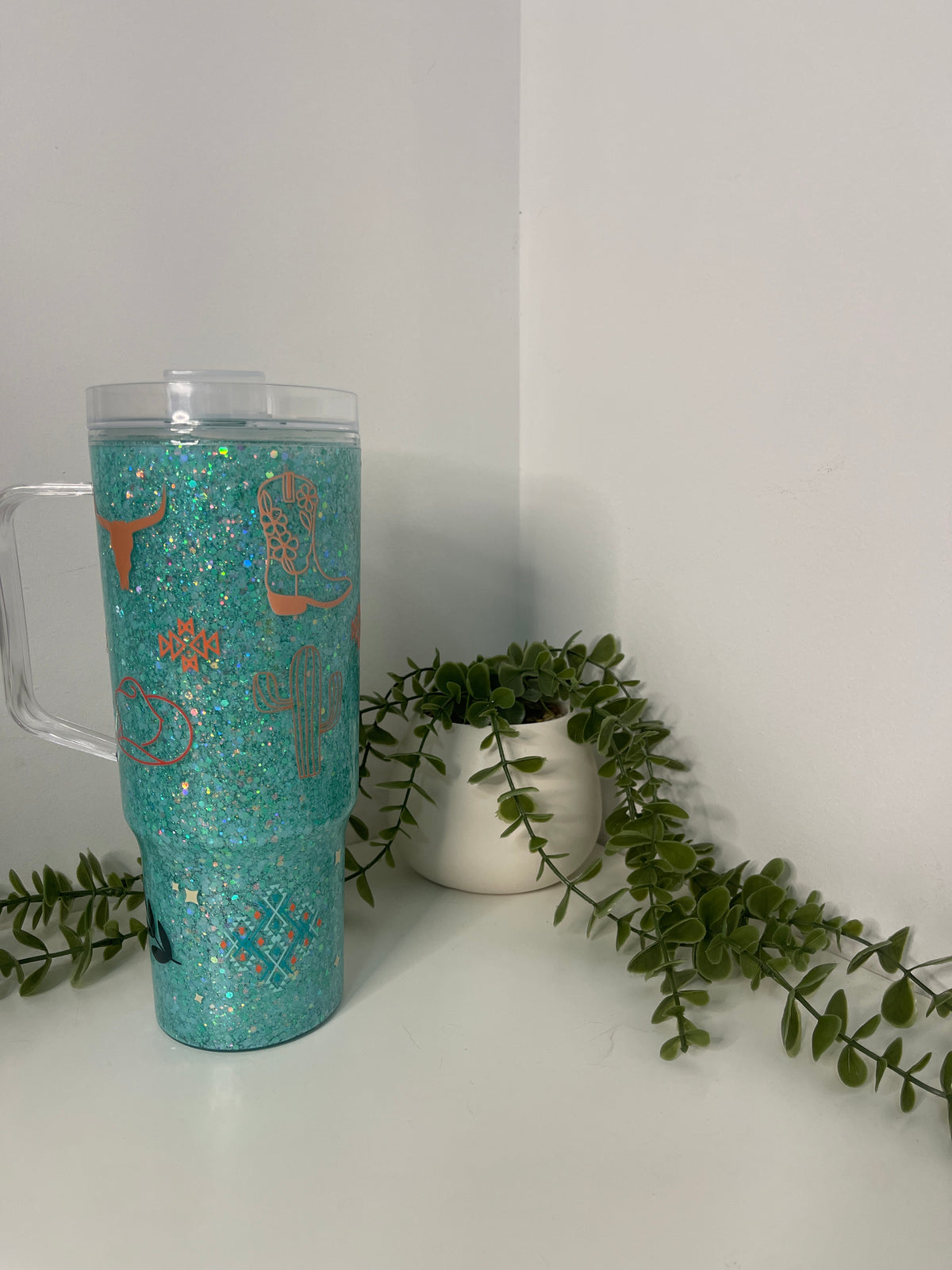 Cowboy blue 40oz Stanley dupe snow globe