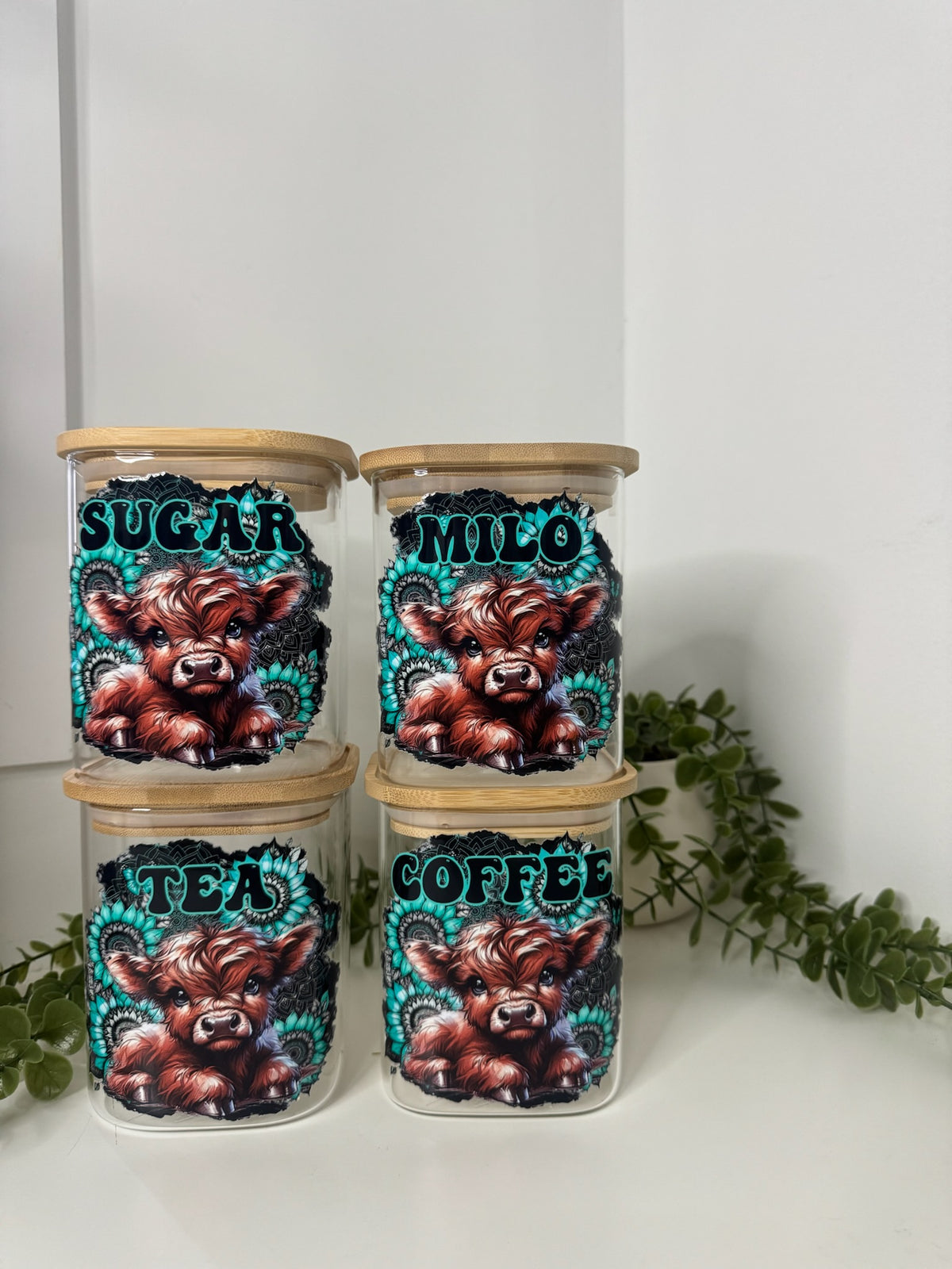 Highland cow canister set