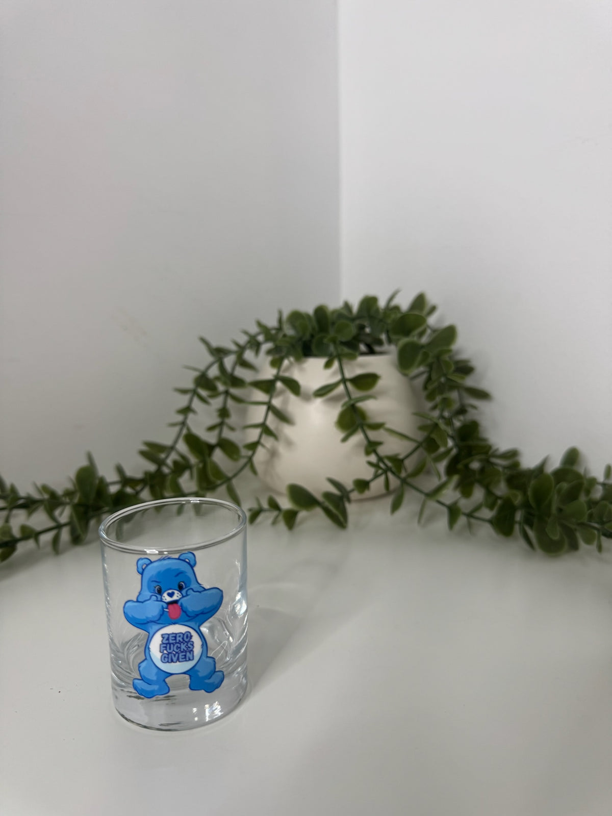 Blue care bear shot glass