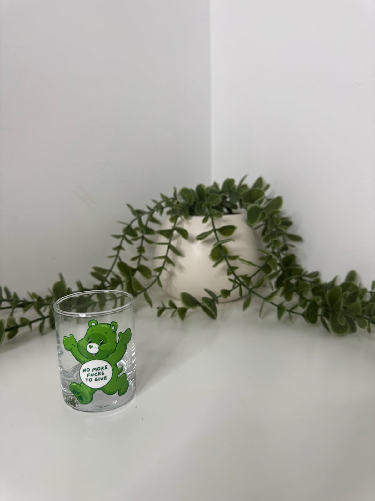 Green care bear shot glass