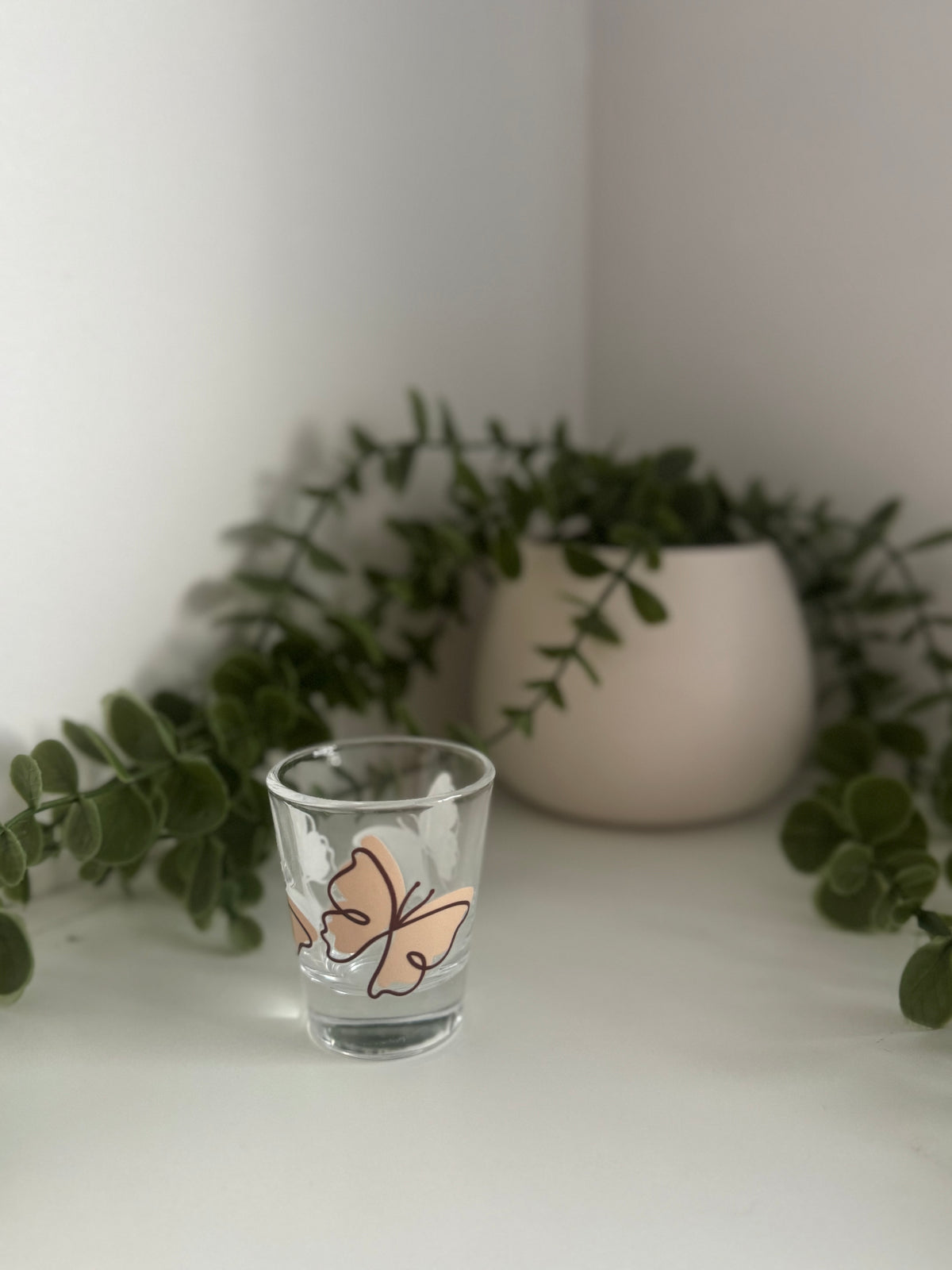 Brown butterflies shot glass