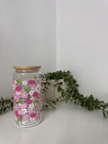 Flowers beer can glass