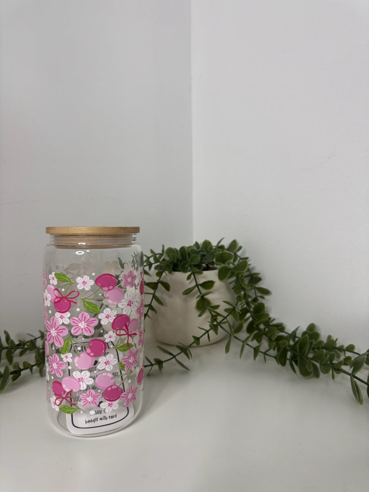 Flowers beer can glass
