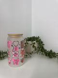 Pink nursing beer can glass