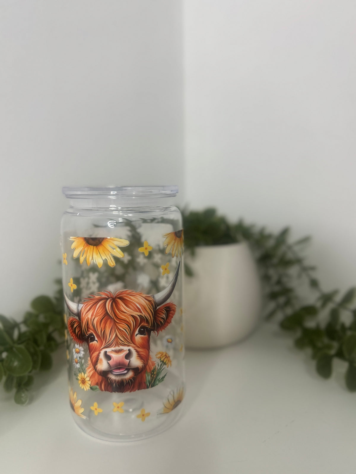 Highland cow acrylic cup