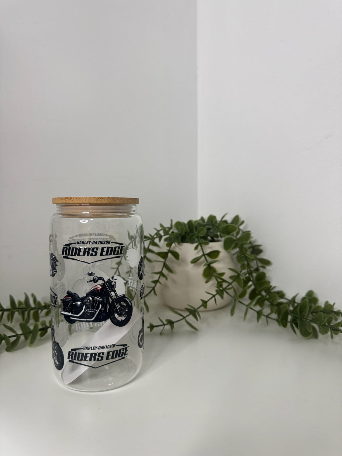 Harley Davidson beer can glass