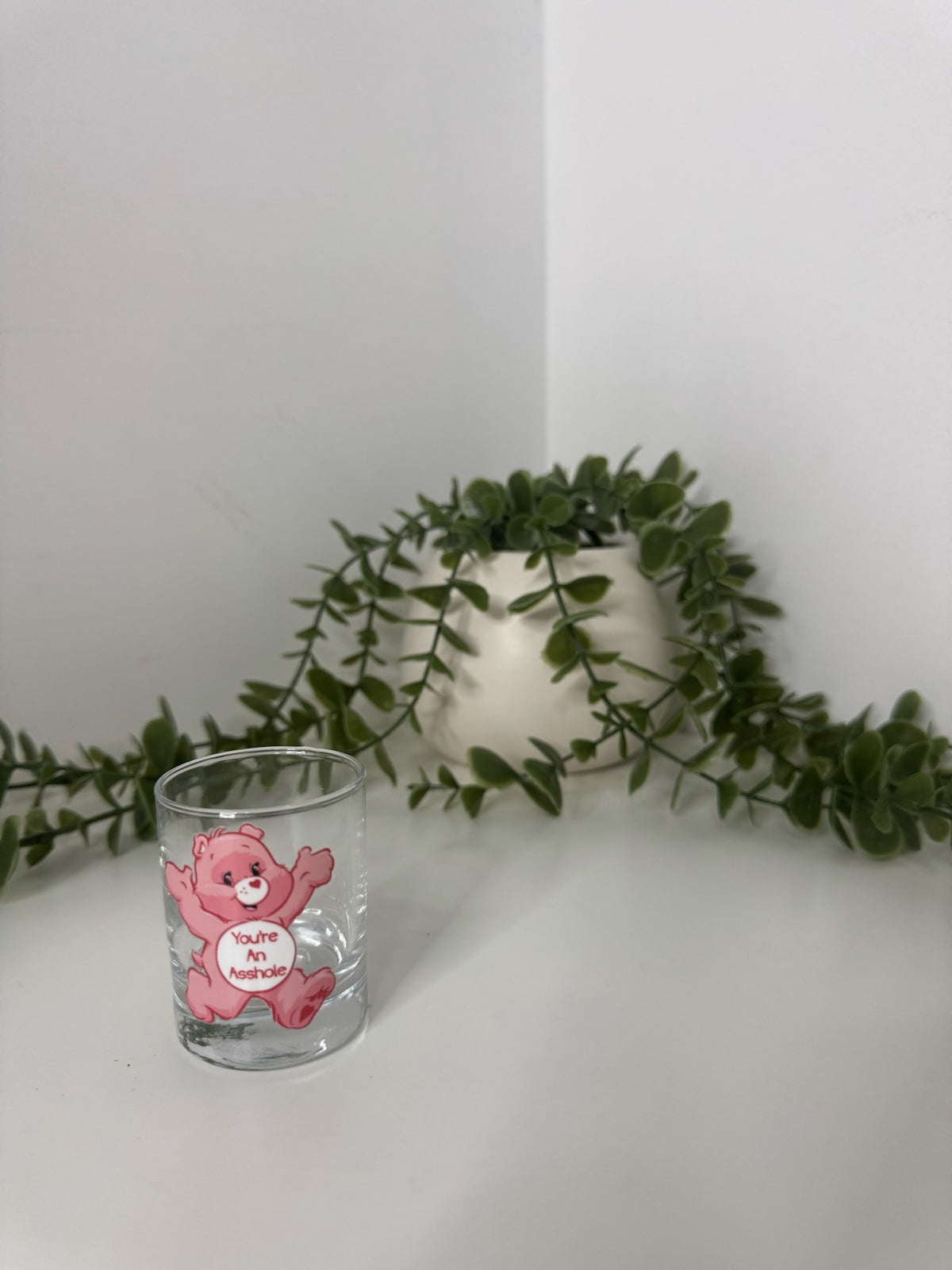 Pink Care Bears shot glass
