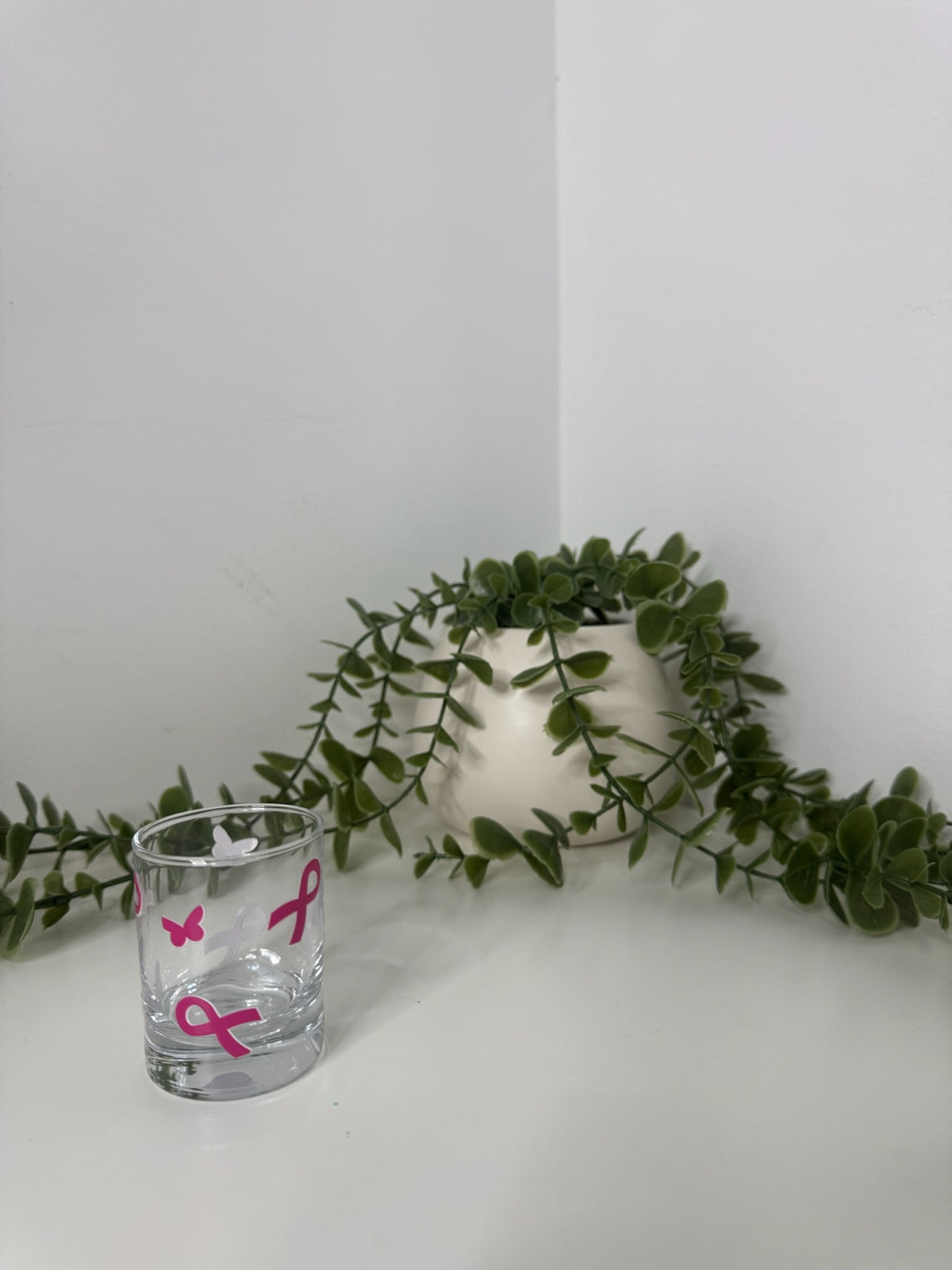 Breast cancer shot glass