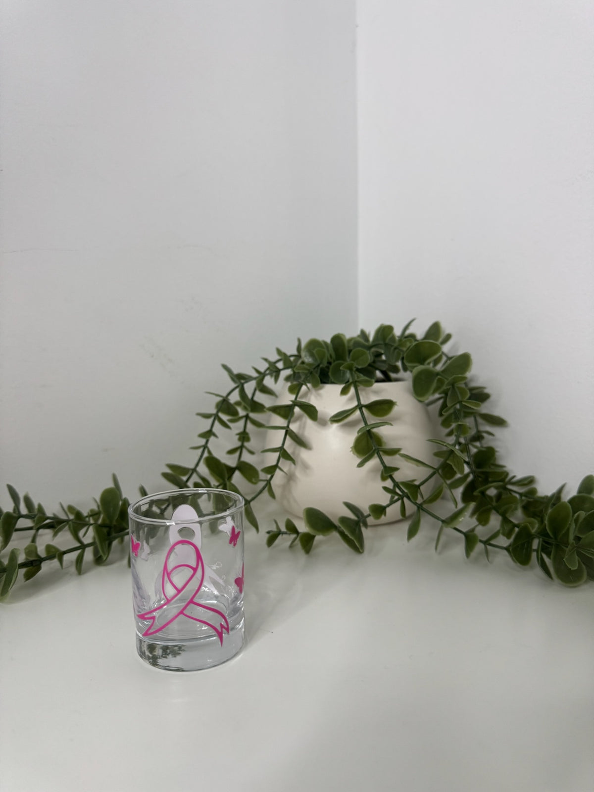 Breast cancer shot glass