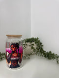 Broncos girl beer can glass