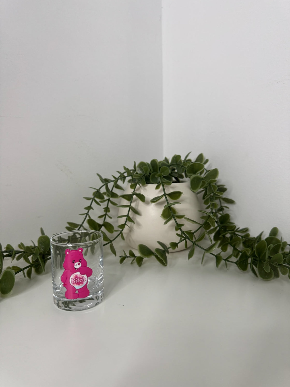 Pink care bear shot glass