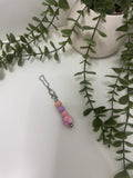 Pink and purple beaded cup charm