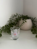 Purple flowers shot glass