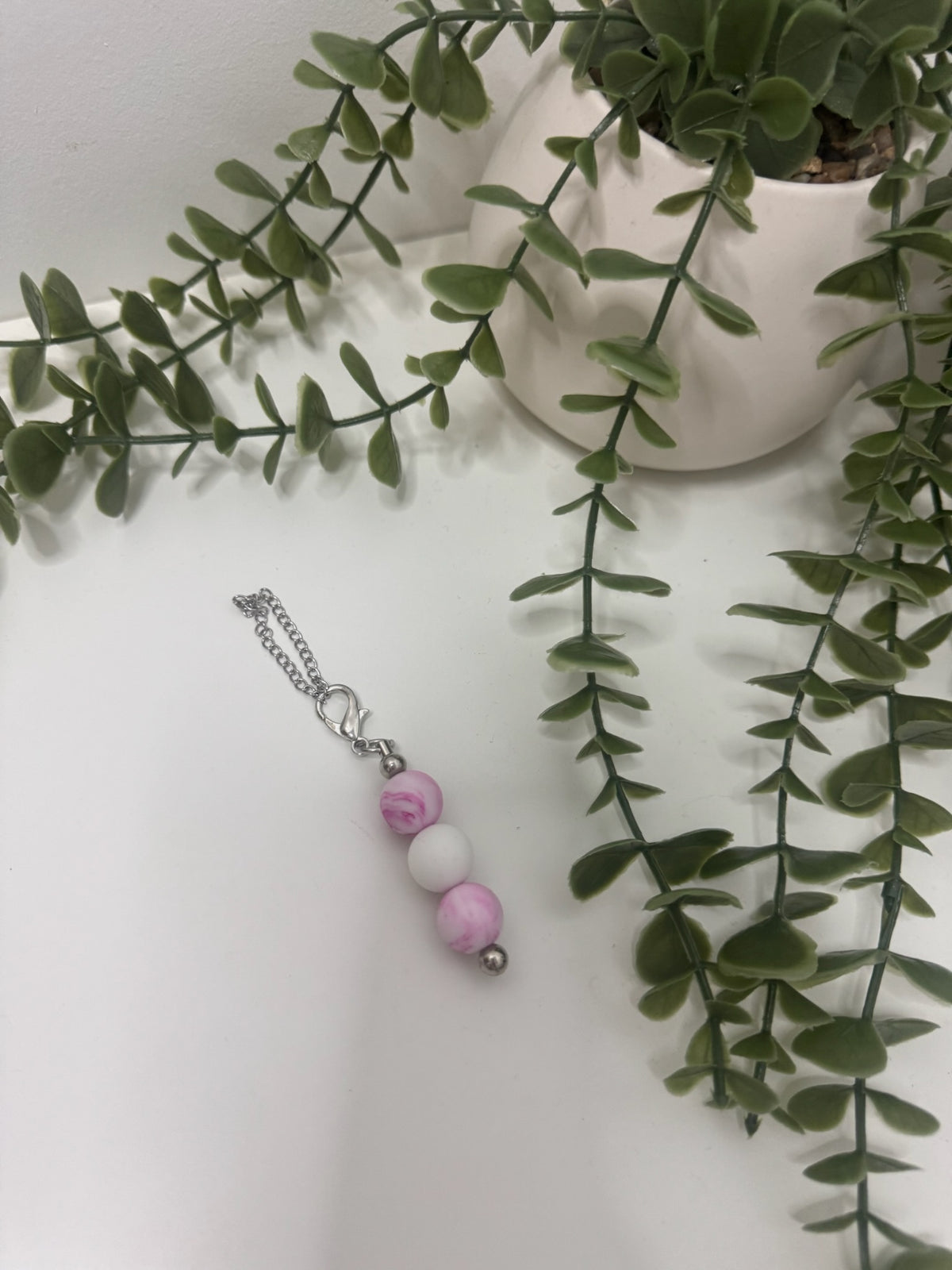 Pink marble beaded cup charm