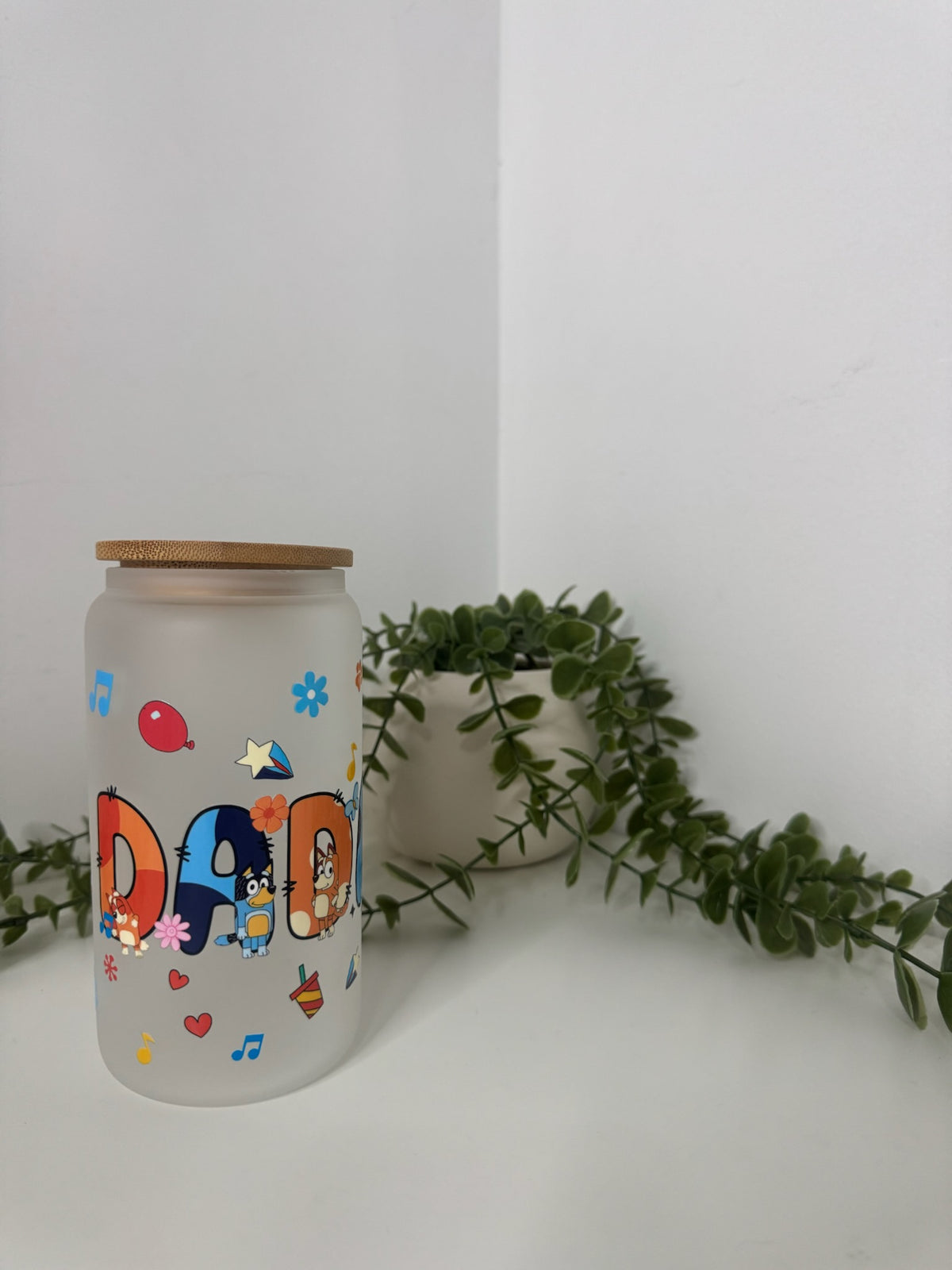 Bluey DADA beer can glass