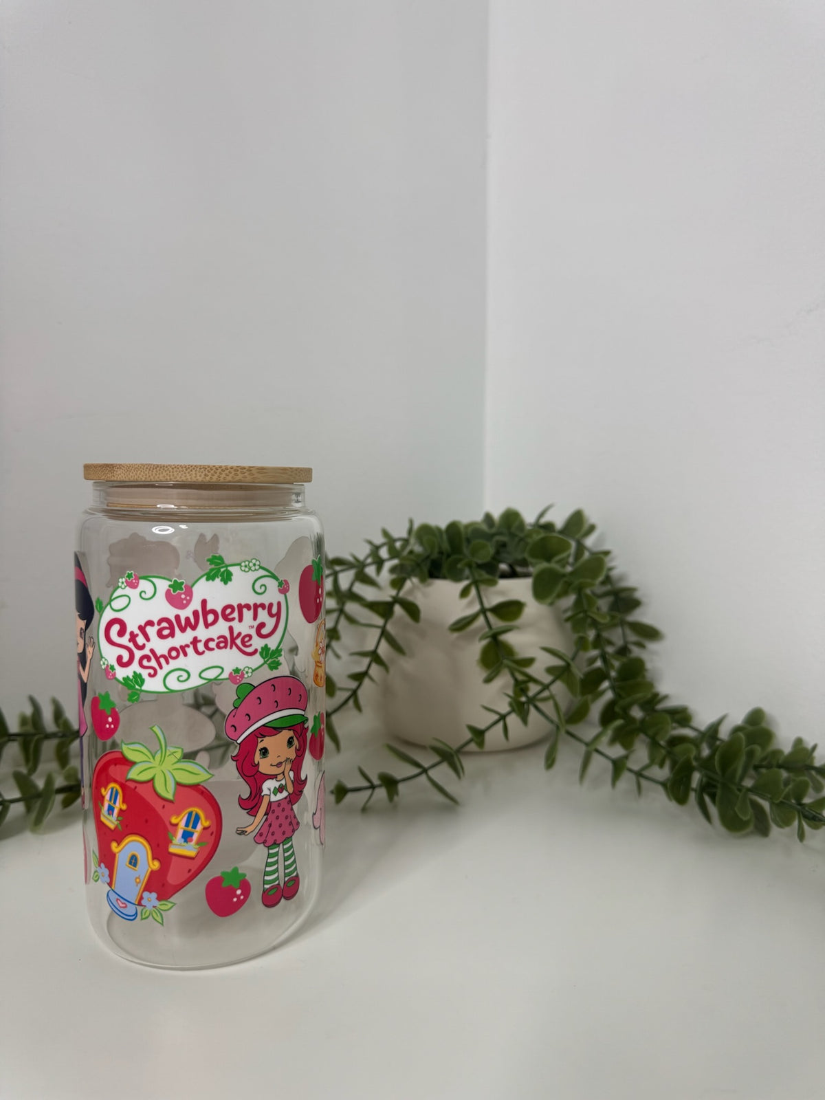 Strawberry shortcake beer can glass
