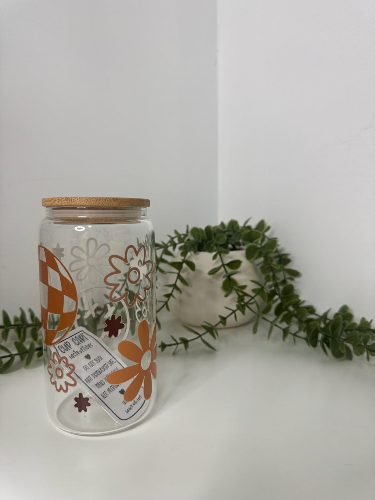 Flowers beer can glass