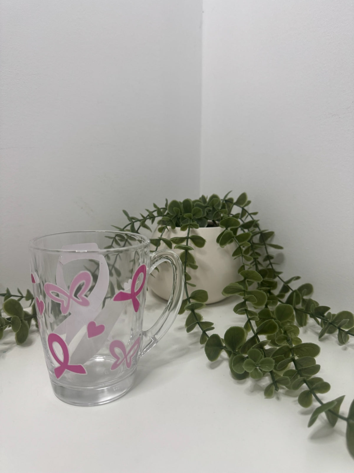 Breast cancer clear glass mug