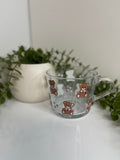 Teddy bear clear glass mug