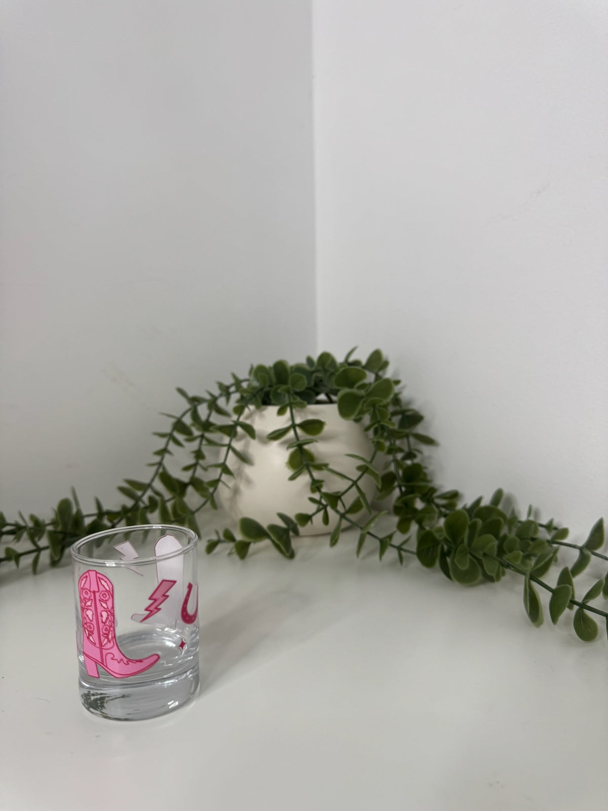 Pink country shot glass