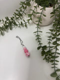 Pink cow print beaded cup charm