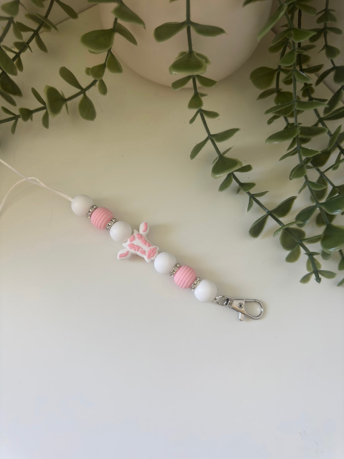 Pink cow head lanyard