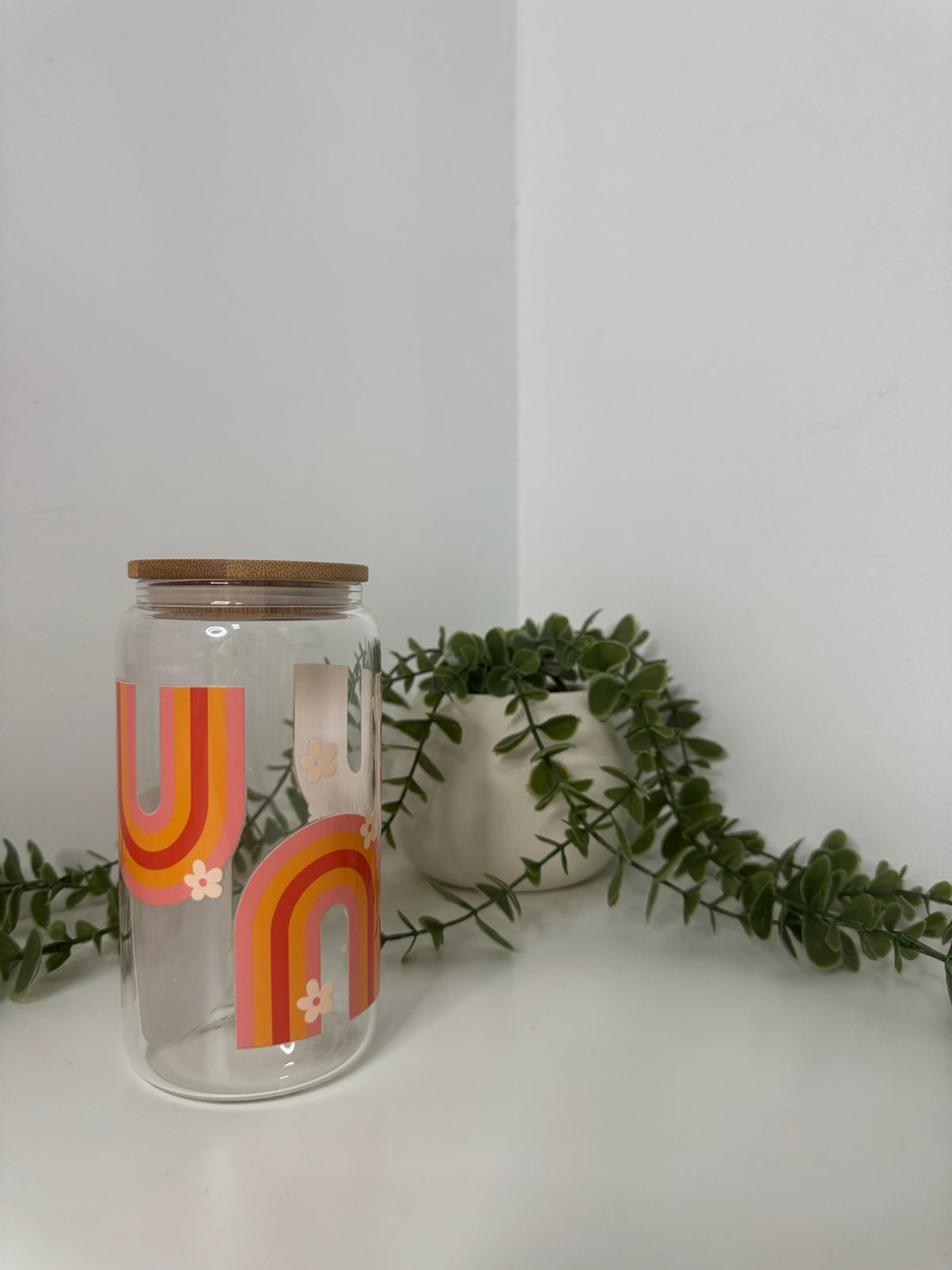 Rainbows beer can glass