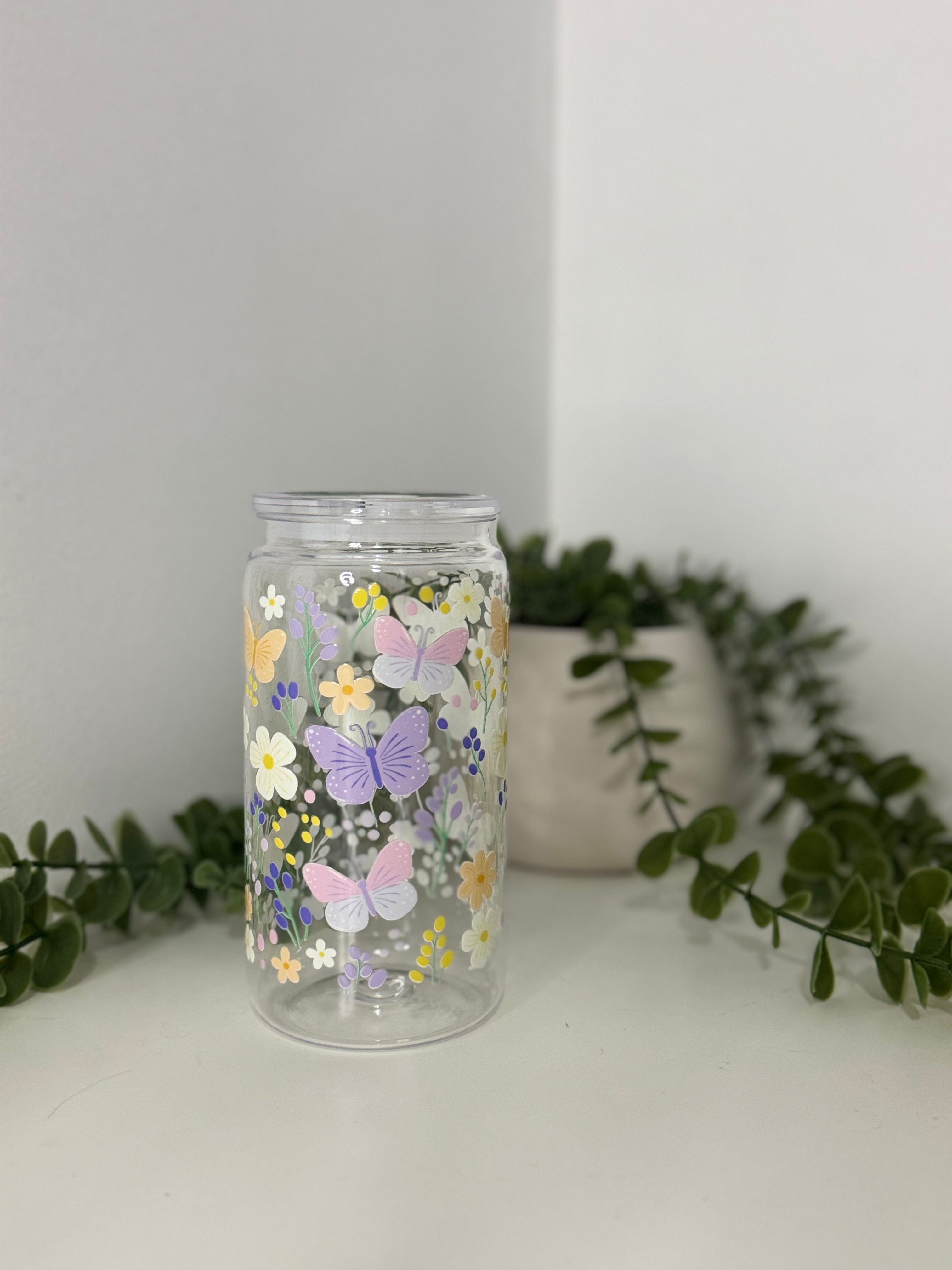 Butterfly acrylic beercan cup