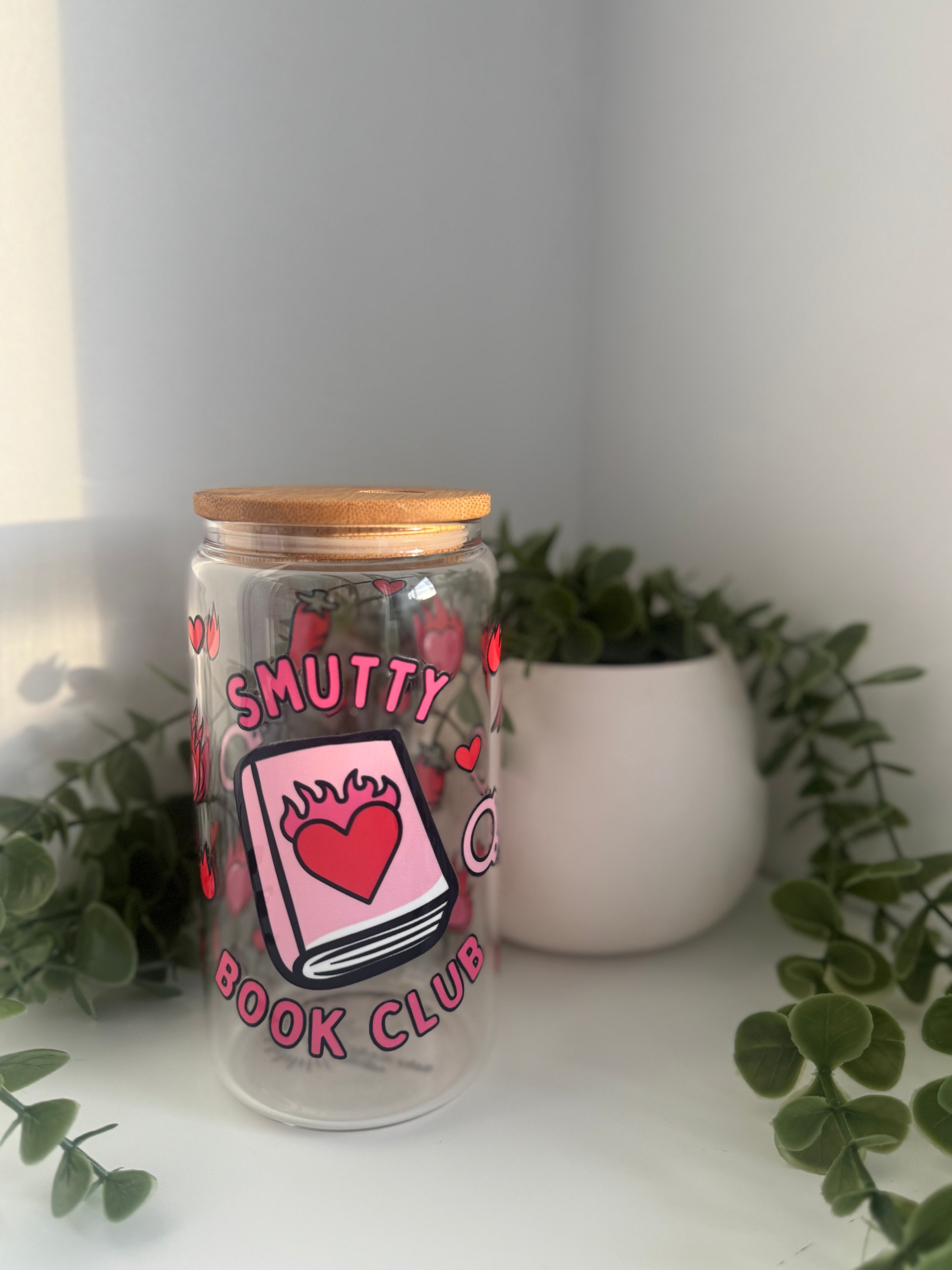 Smutty bookclub glass beer can