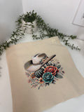 Hat and flowers tote bag