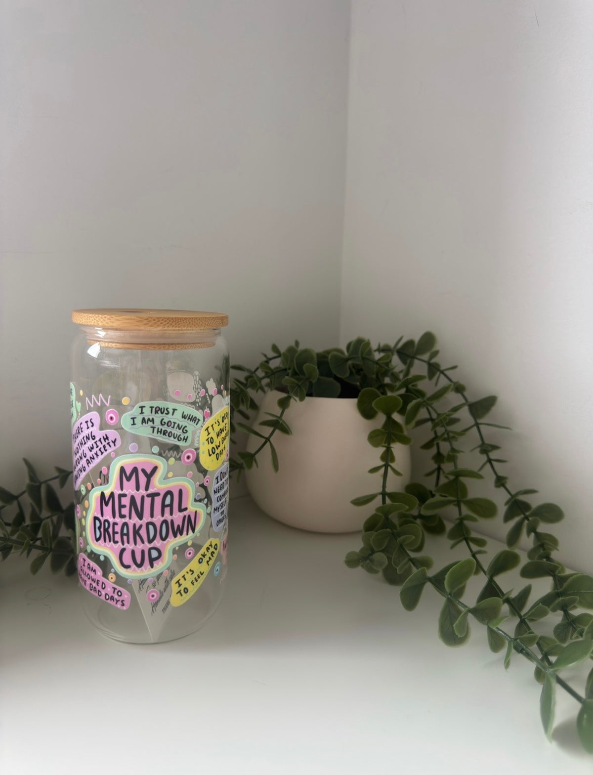 Mental breakdown glass beer can cup