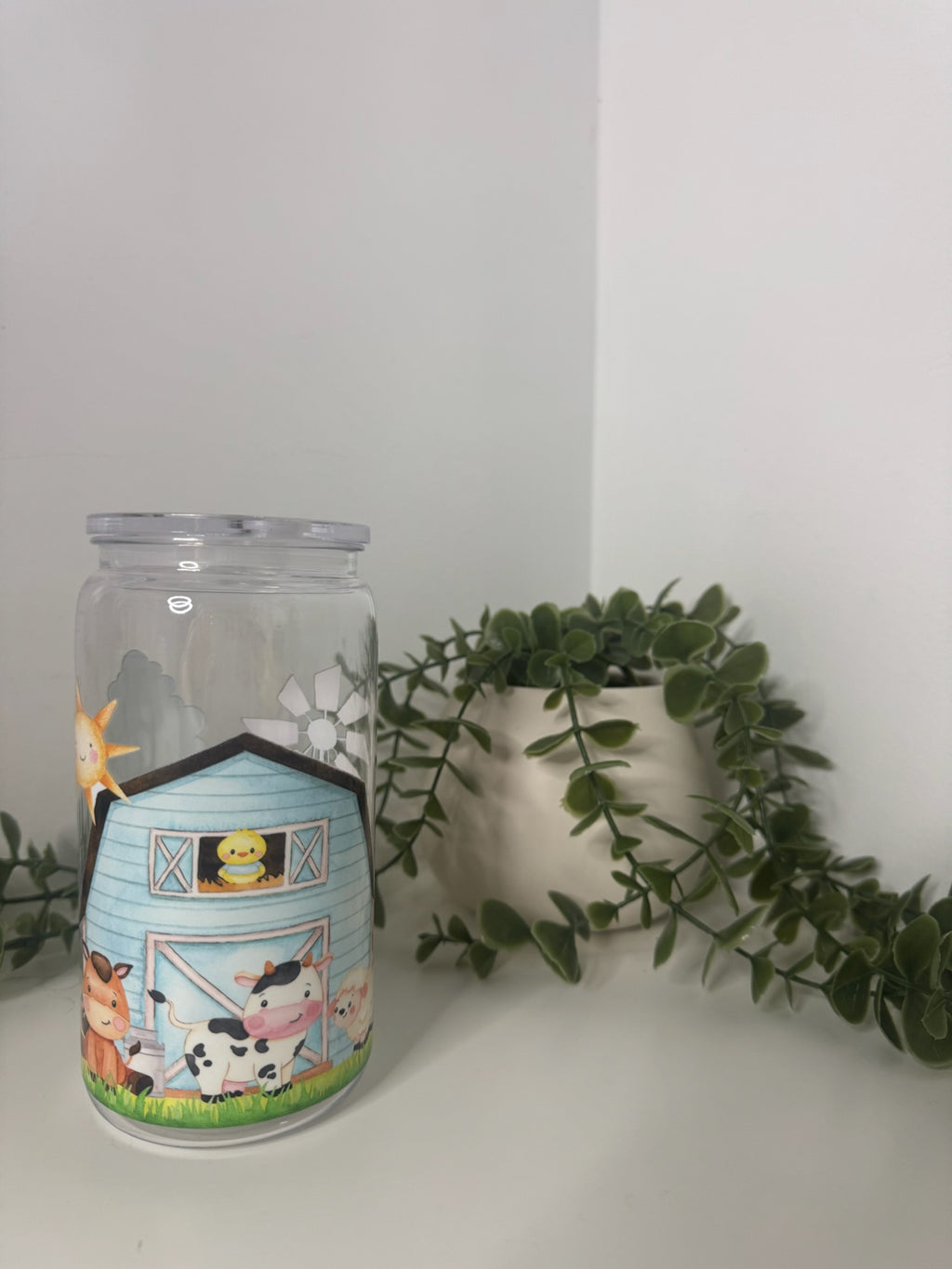 Barn acrylic beer can cup