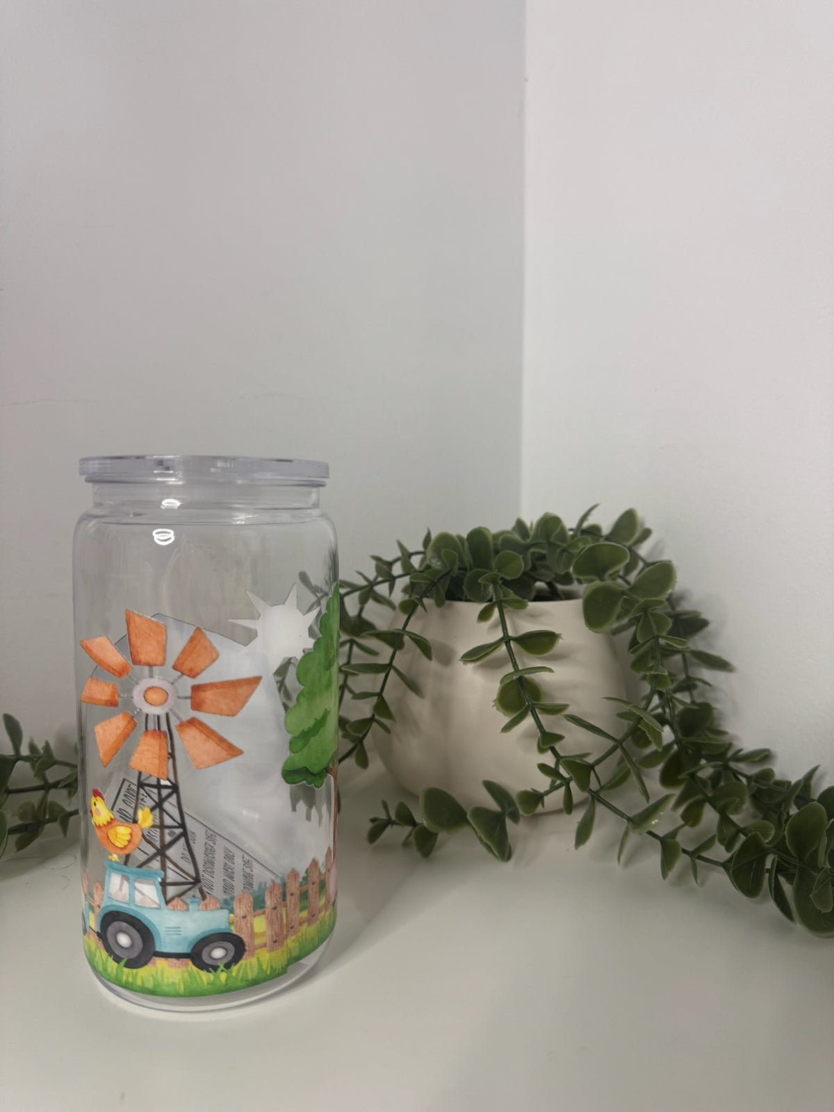 Barn acrylic beer can cup