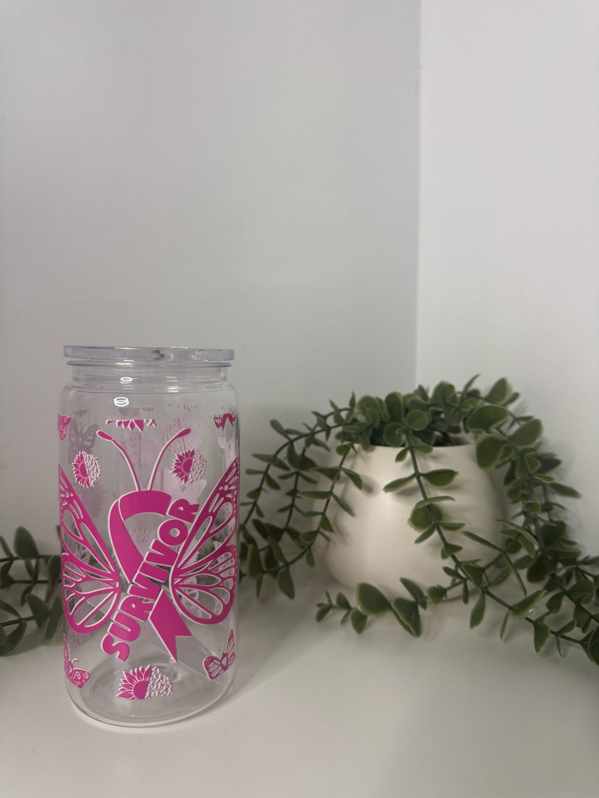Breast cancer acrylic beer can cup