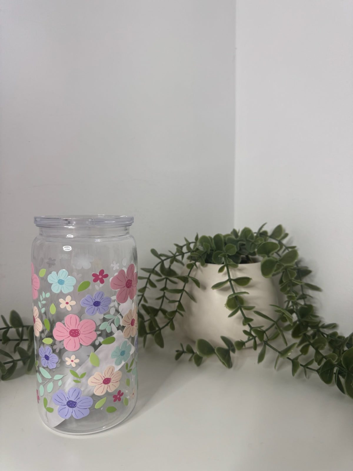 Flowers acrylic beer can cup