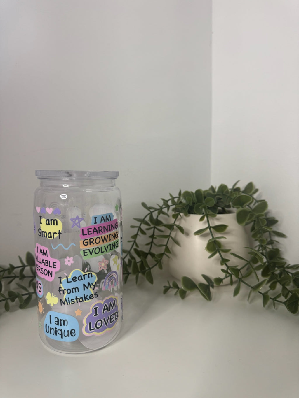 Kid daily affirmations acrylic beer can cup