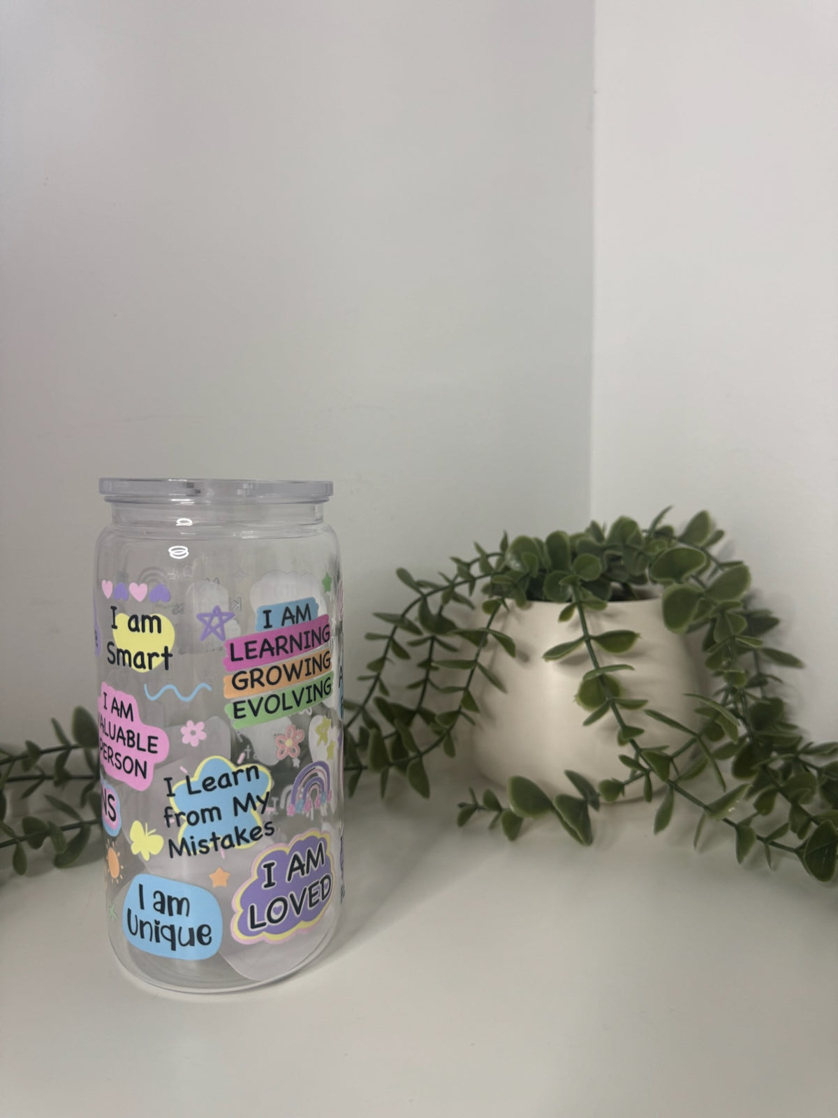 Kid daily affirmations acrylic beer can cup