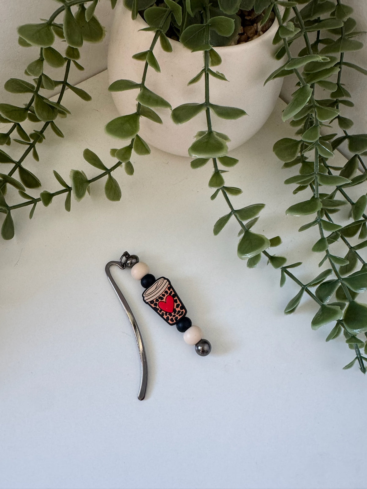 Coffee silicone beaded bookmark