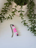 Pink bow silicone beaded bookmark