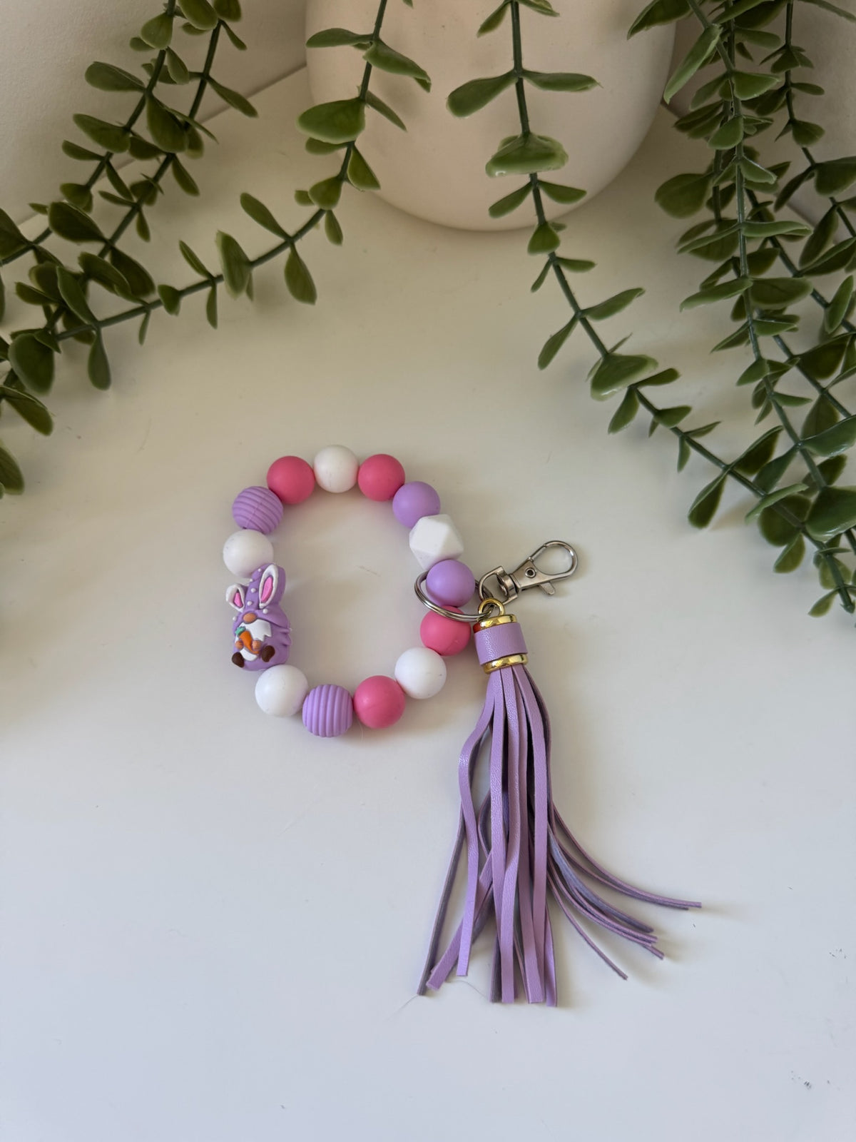 Easter bunny silicone beaded wristlet