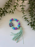 Girl mum silicone beaded wristlet