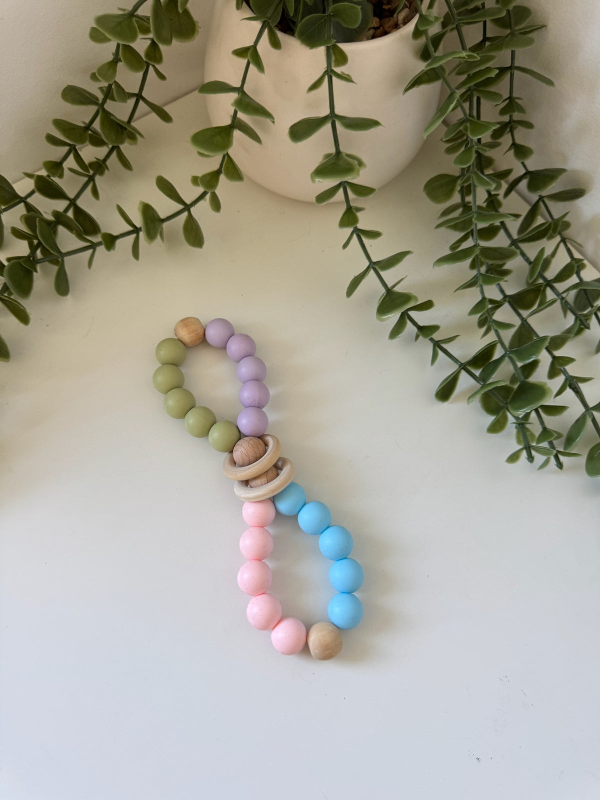 Multicolour wooden bubble teether