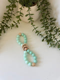 Blue bubble wooden teether