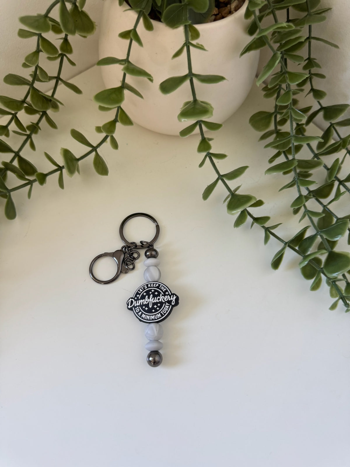 Dumb fuckery metal keychain