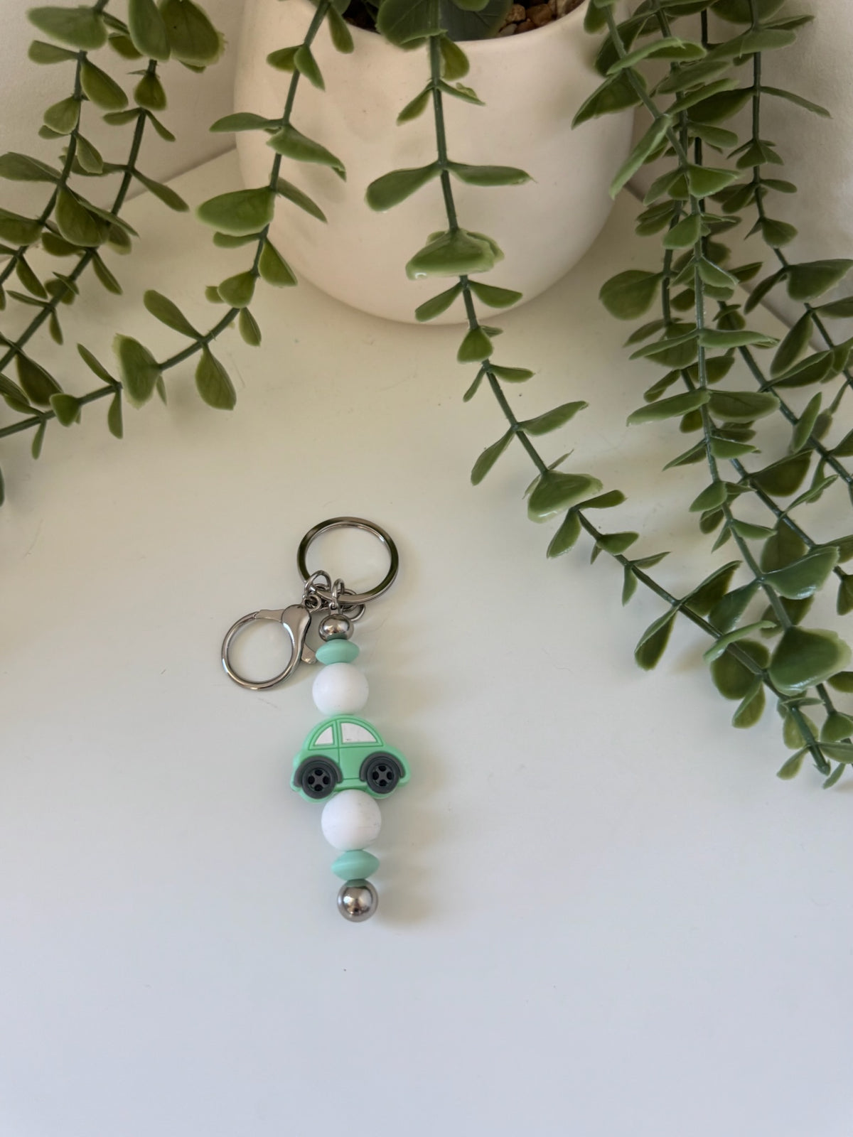 Aqua car metal keychain