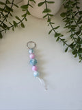 Pink and blue marble string keychain